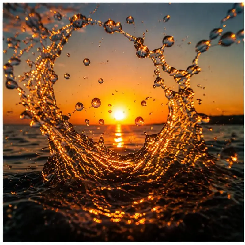 Sunlight caught in water at the edge of the sea